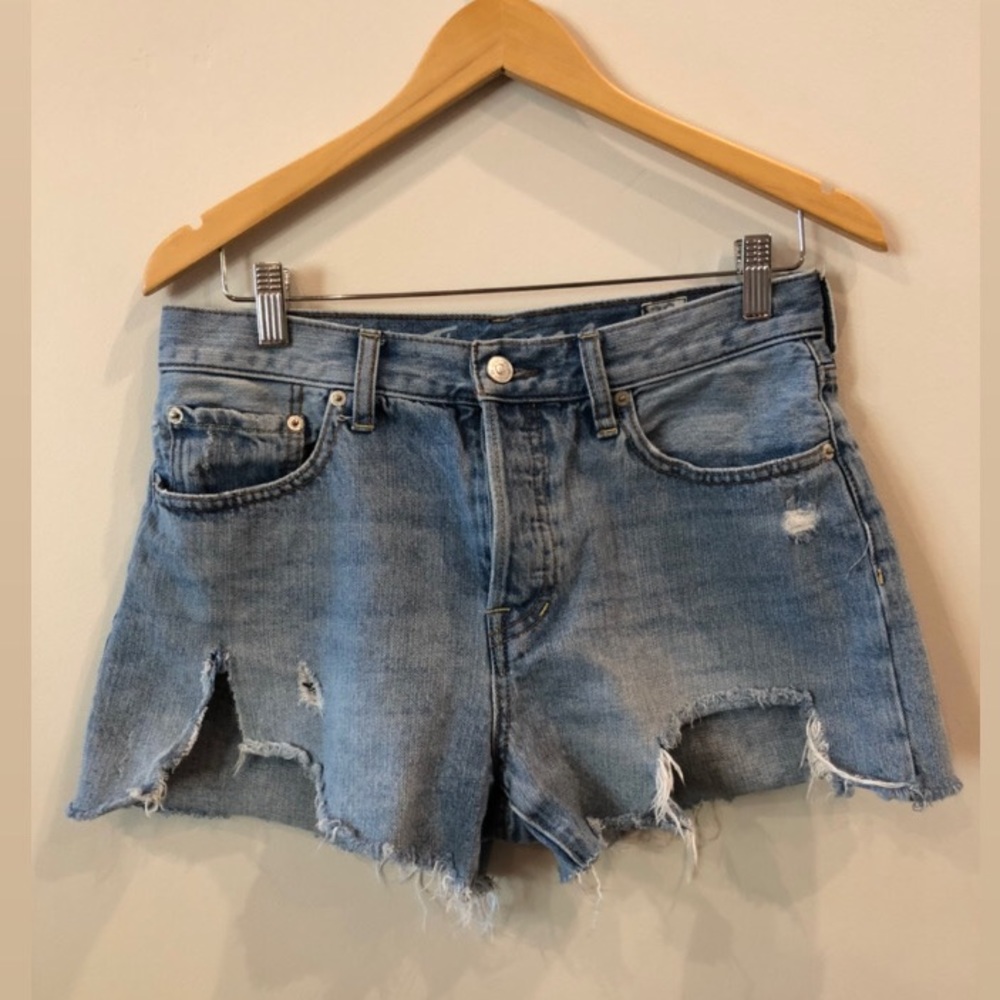 free people distressed denim shorts